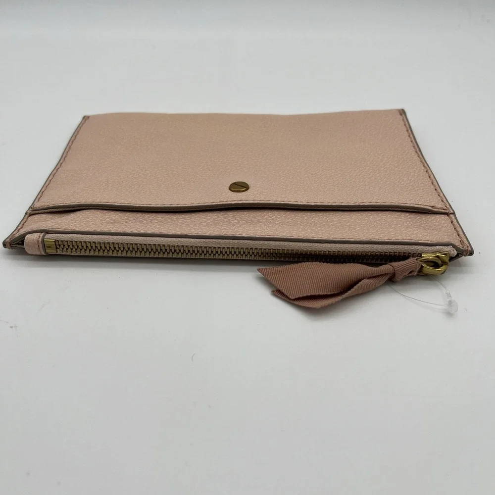 J.Crew Signet Large Leather‎ Pouch Wallet Cream Pink 8x6